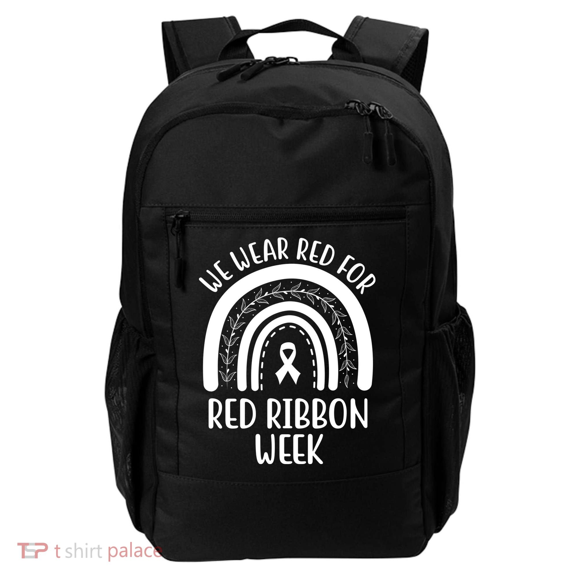 We Wear Red For Red Ribbon Week Rainbow Backpack