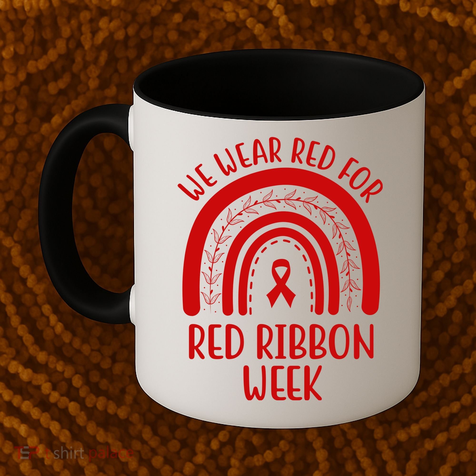 We Wear Red For Red Ribbon Week Rainbow Coffee Mug
