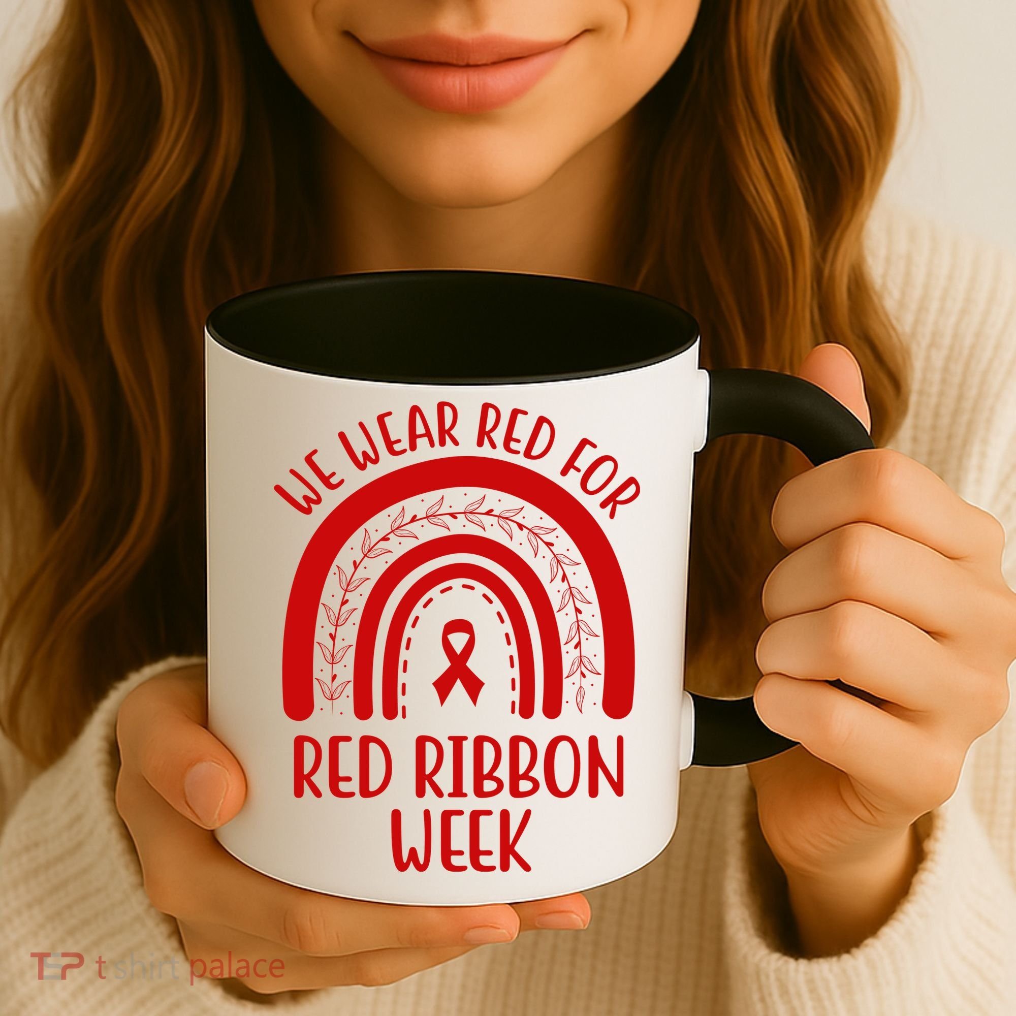We Wear Red For Red Ribbon Week Rainbow Coffee Mug