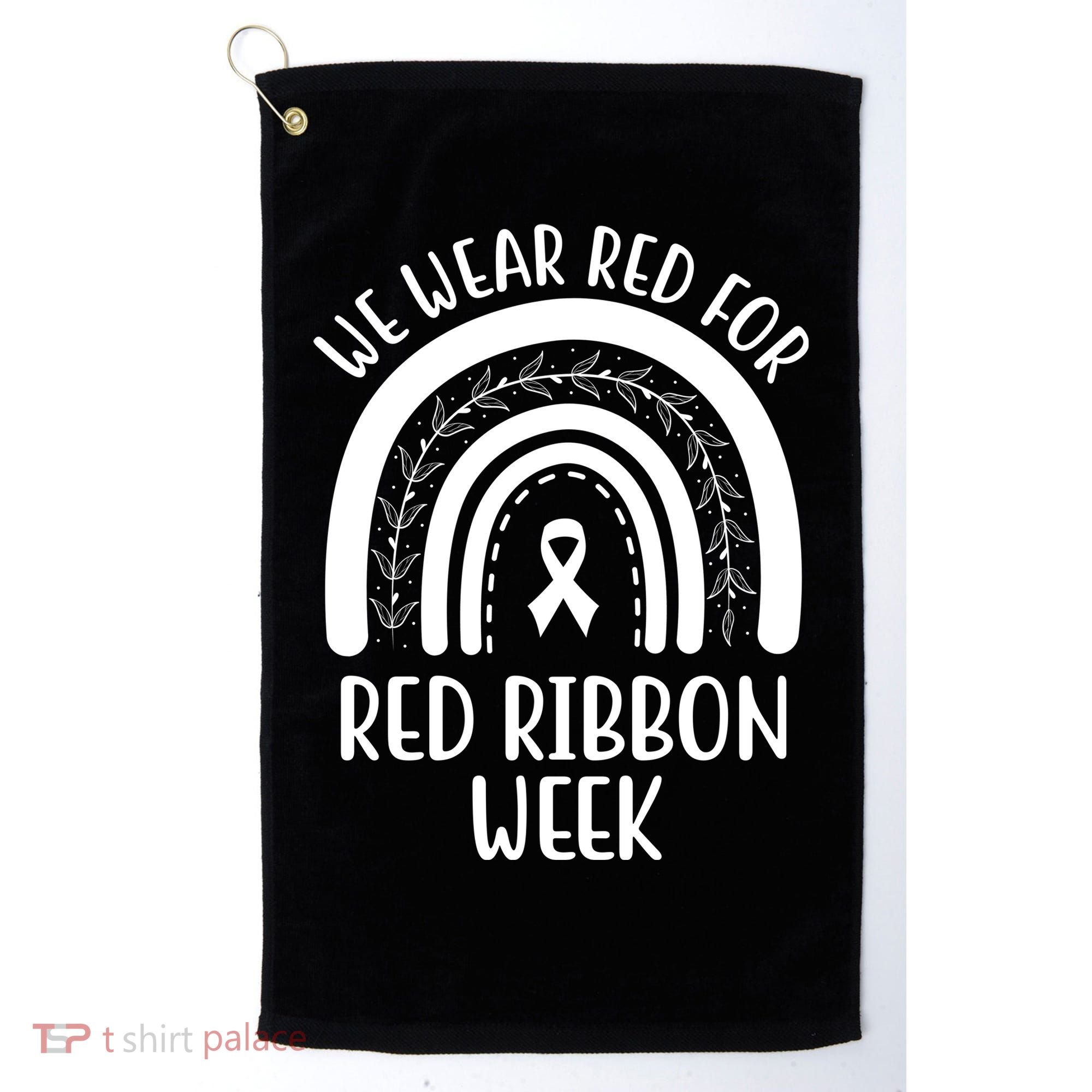 We Wear Red For Red Ribbon Week Rainbow Golf Towel