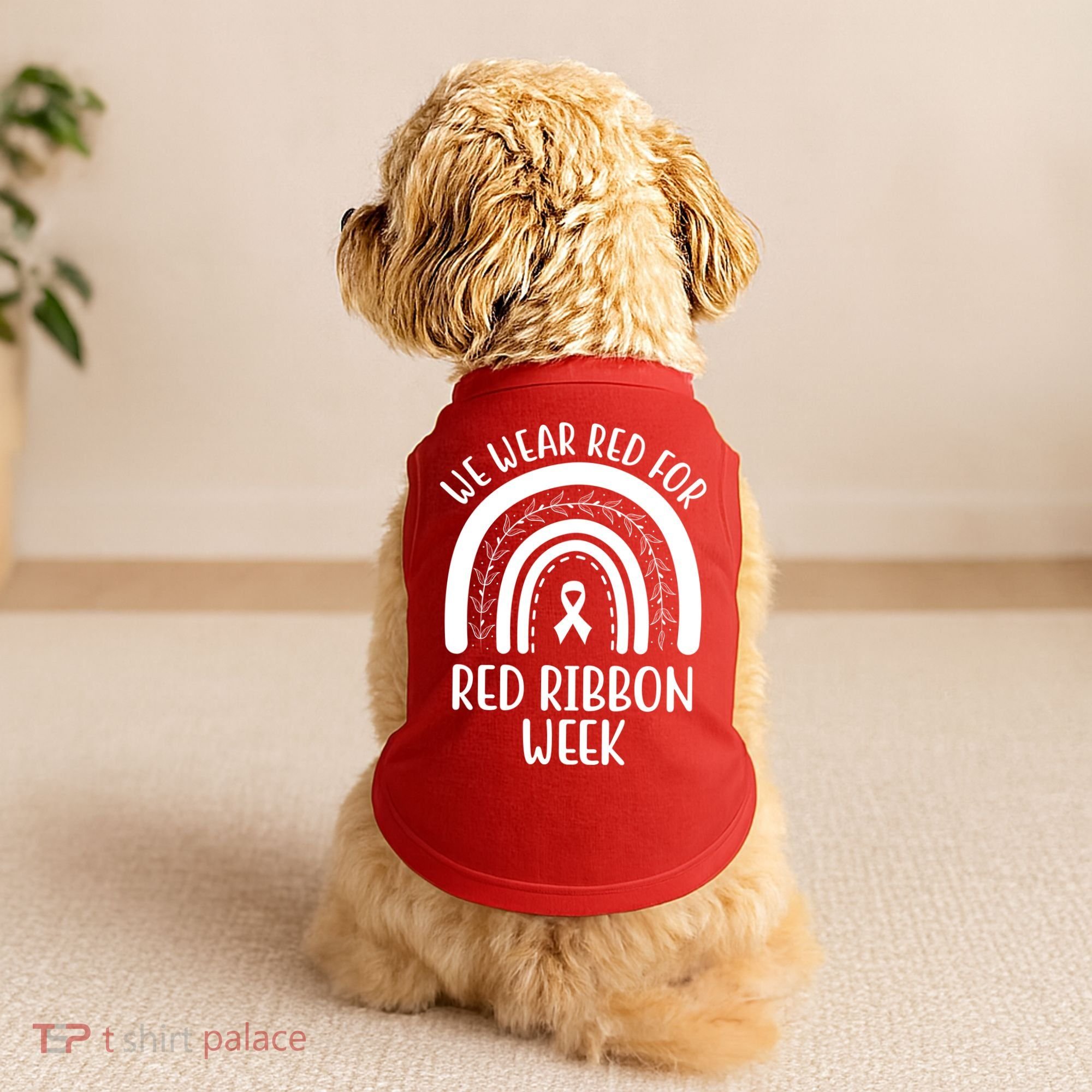 We Wear Red For Red Ribbon Week Rainbow Doggie Tank