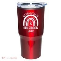 We Wear Red For Red Ribbon Week Rainbow Tumbler thumb 0
