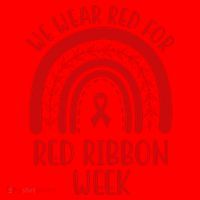 We Wear Red For Red Ribbon Week Rainbow Santa Hat thumb 1