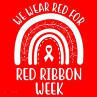 We Wear Red For Red Ribbon Week Rainbow Toddler Hoodie thumb 2