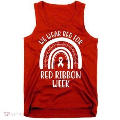 We Wear Red For Red Ribbon Week Rainbow Tank Top