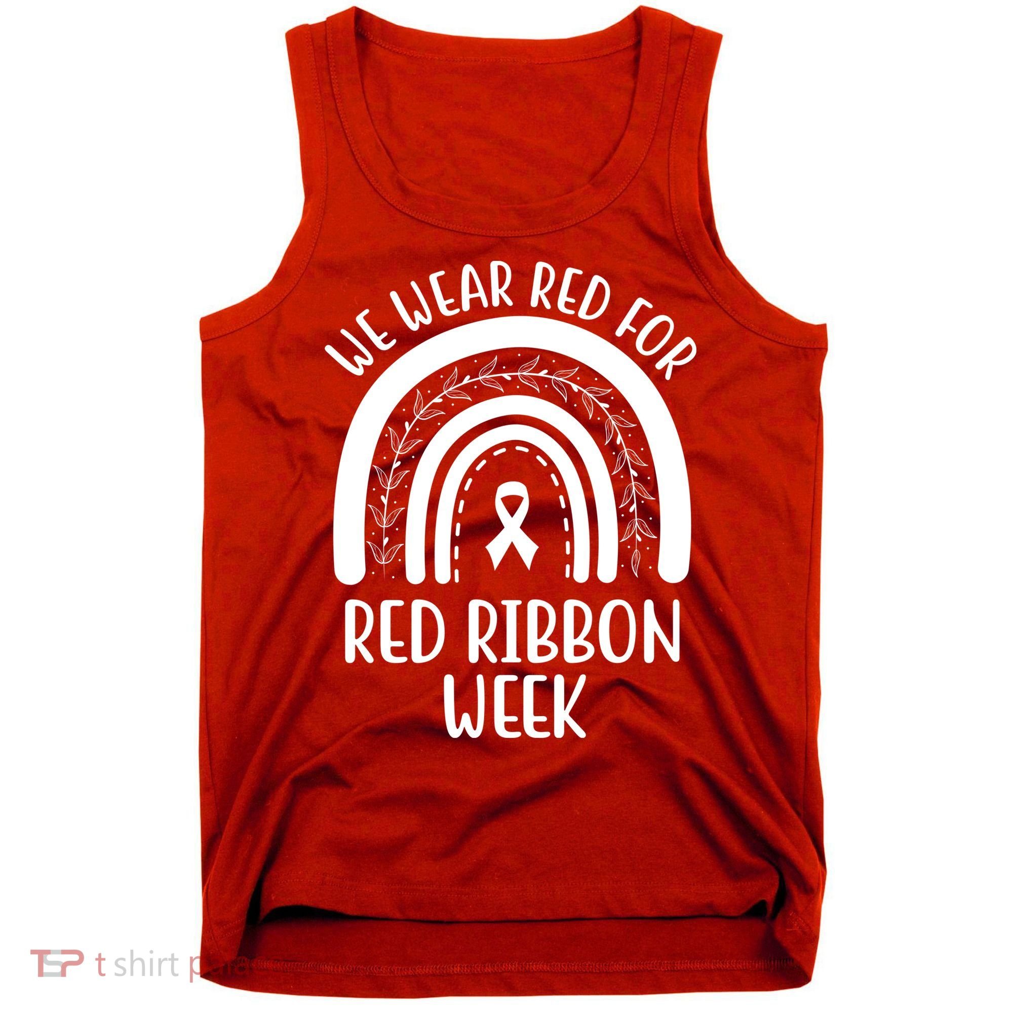 We Wear Red For Red Ribbon Week Rainbow Tank Top