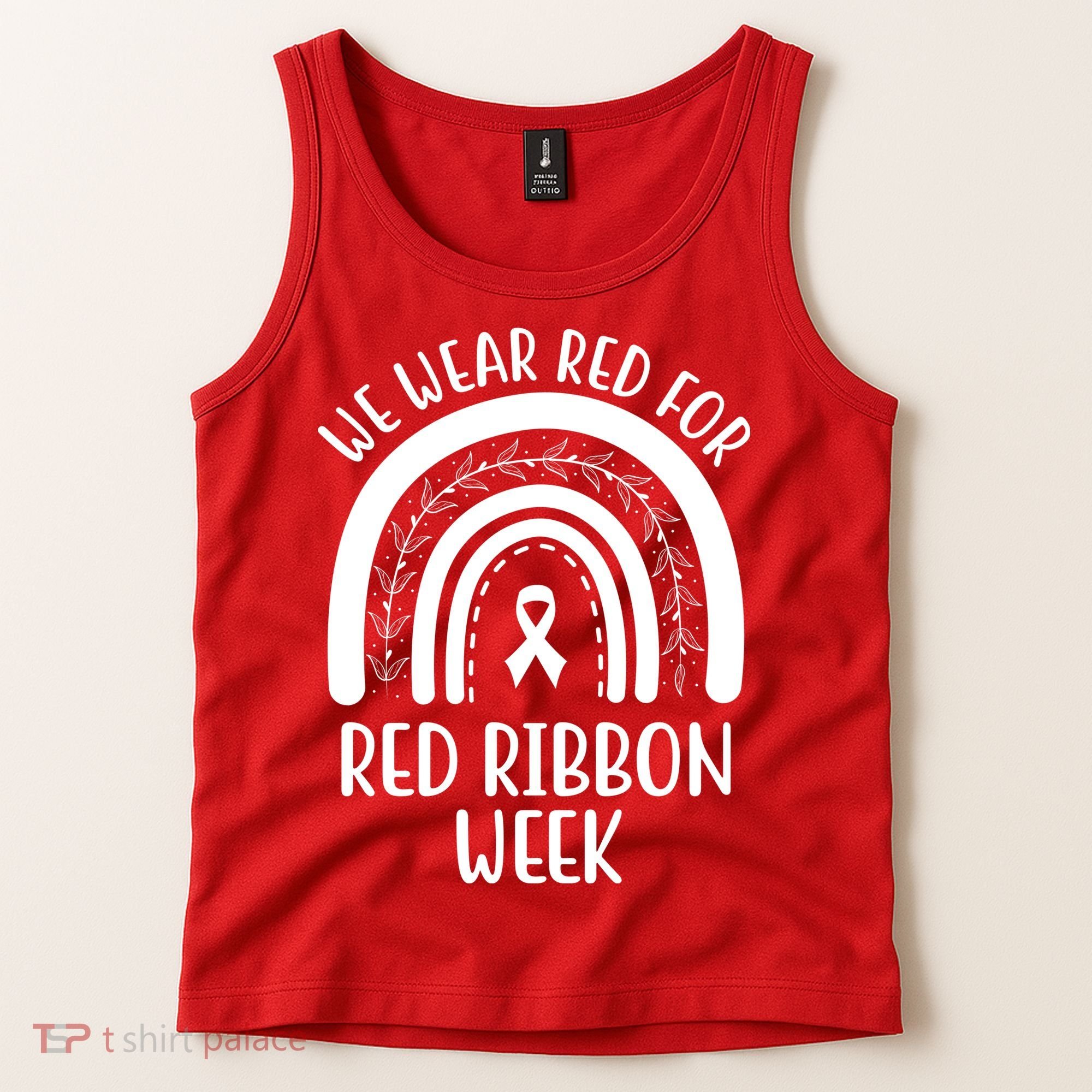 We Wear Red For Red Ribbon Week Rainbow Tank Top