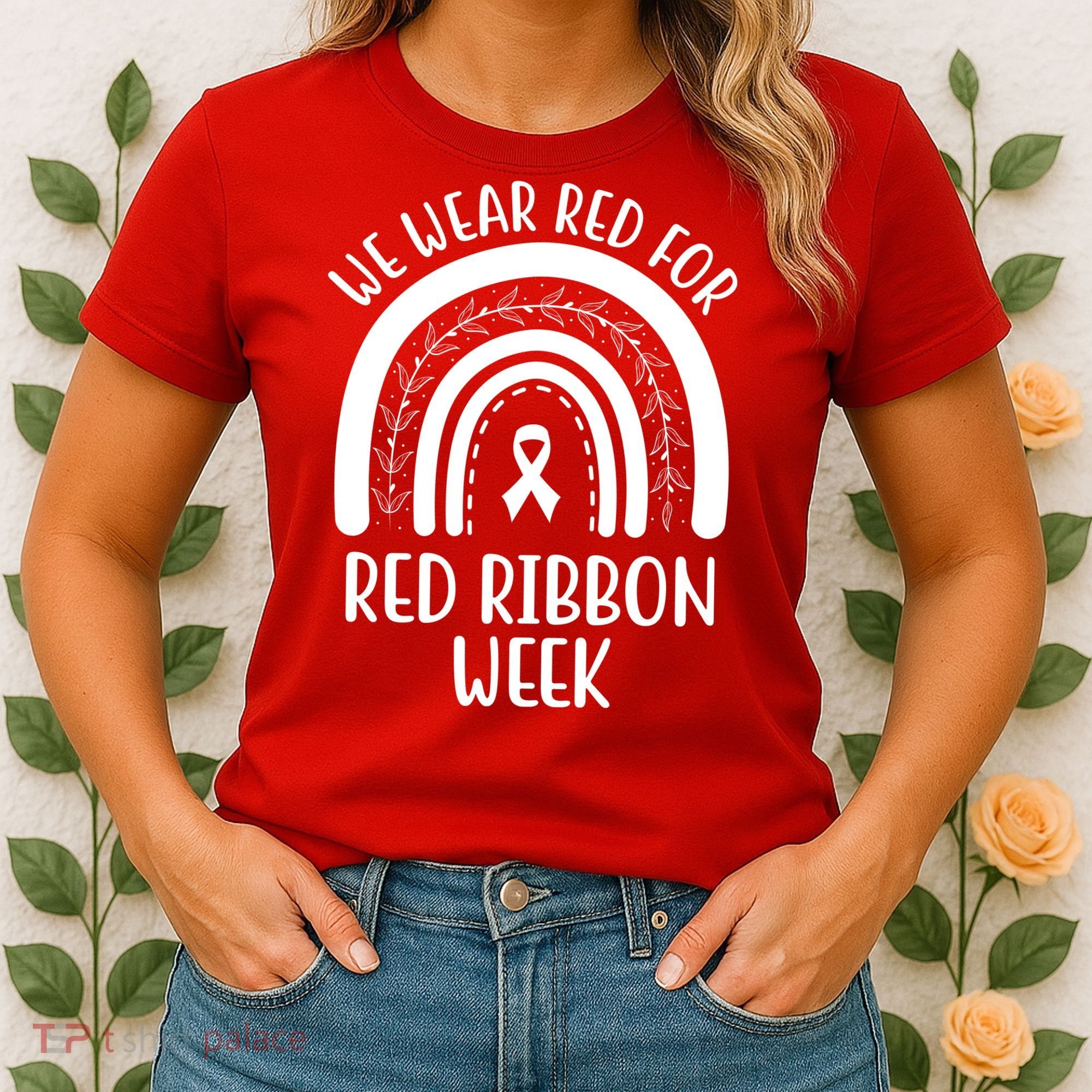 We Wear Red For Red Ribbon Week Rainbow Women's T-Shirt