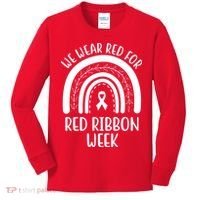 We Wear Red For Red Ribbon Week Rainbow Kids Long Sleeve Shirt thumb 0