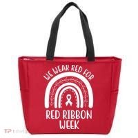 We Wear Red For Red Ribbon Week Rainbow Tote Bag thumb 0