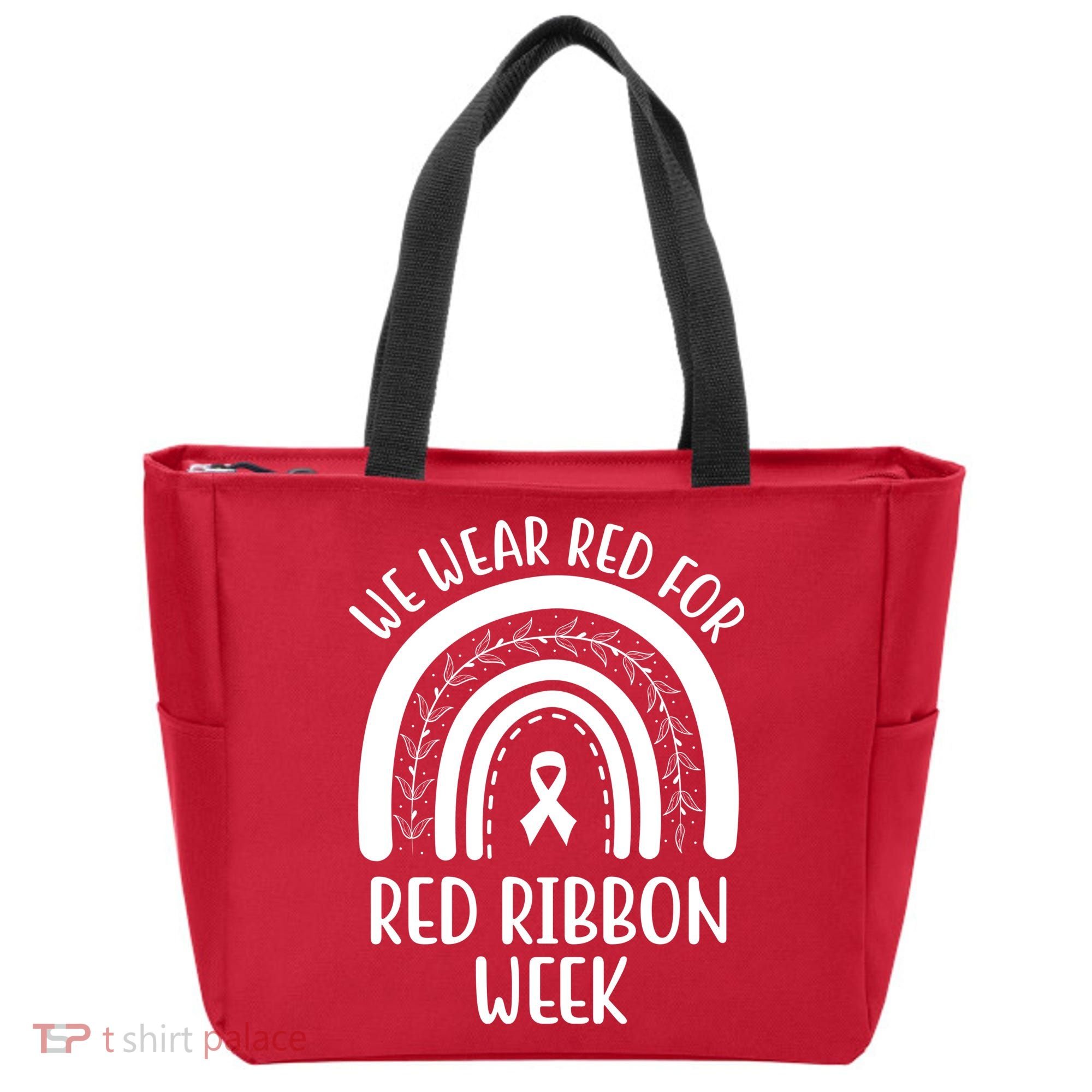 We Wear Red For Red Ribbon Week Rainbow Tote Bag