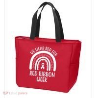 We Wear Red For Red Ribbon Week Rainbow Tote Bag thumb 3