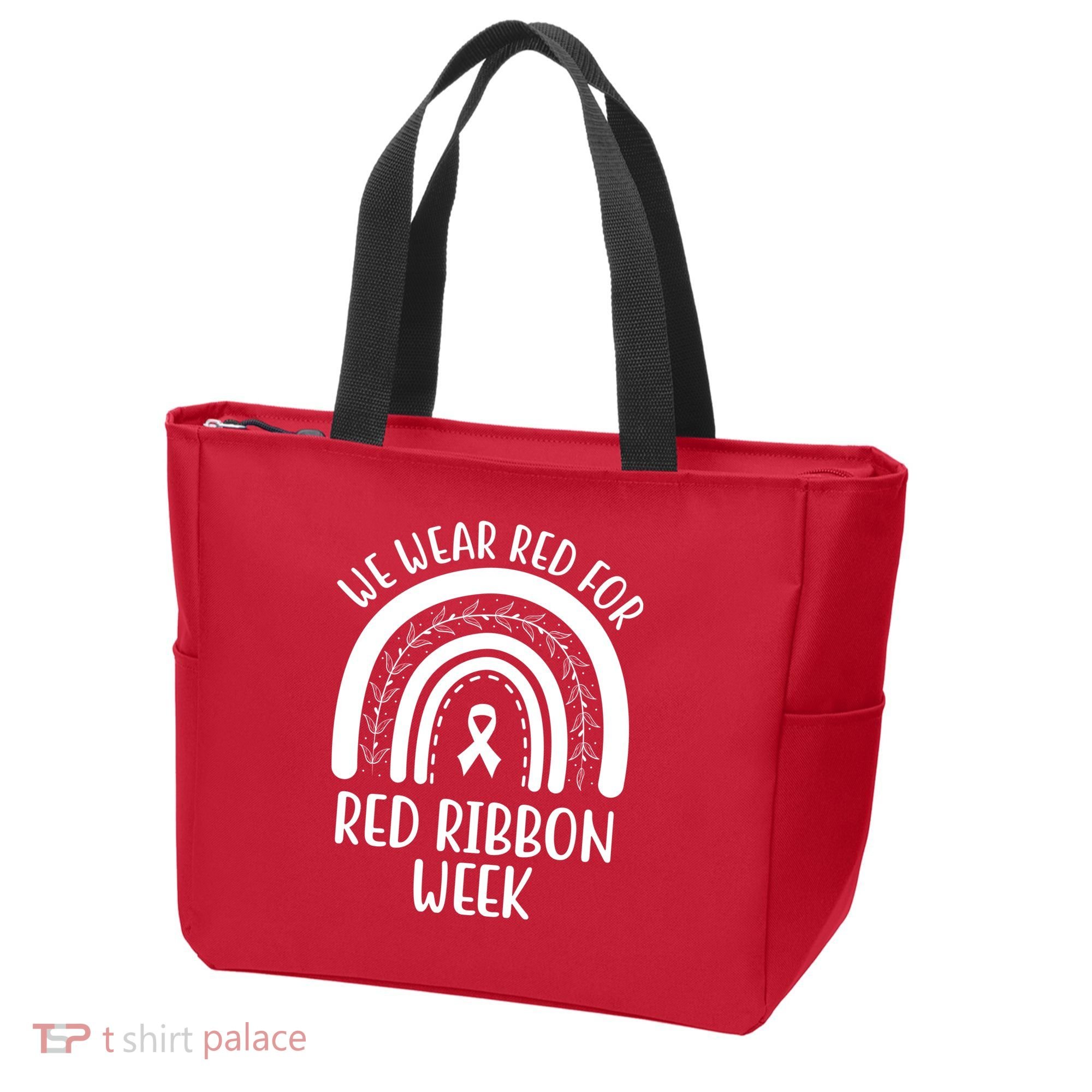 We Wear Red For Red Ribbon Week Rainbow Tote Bag