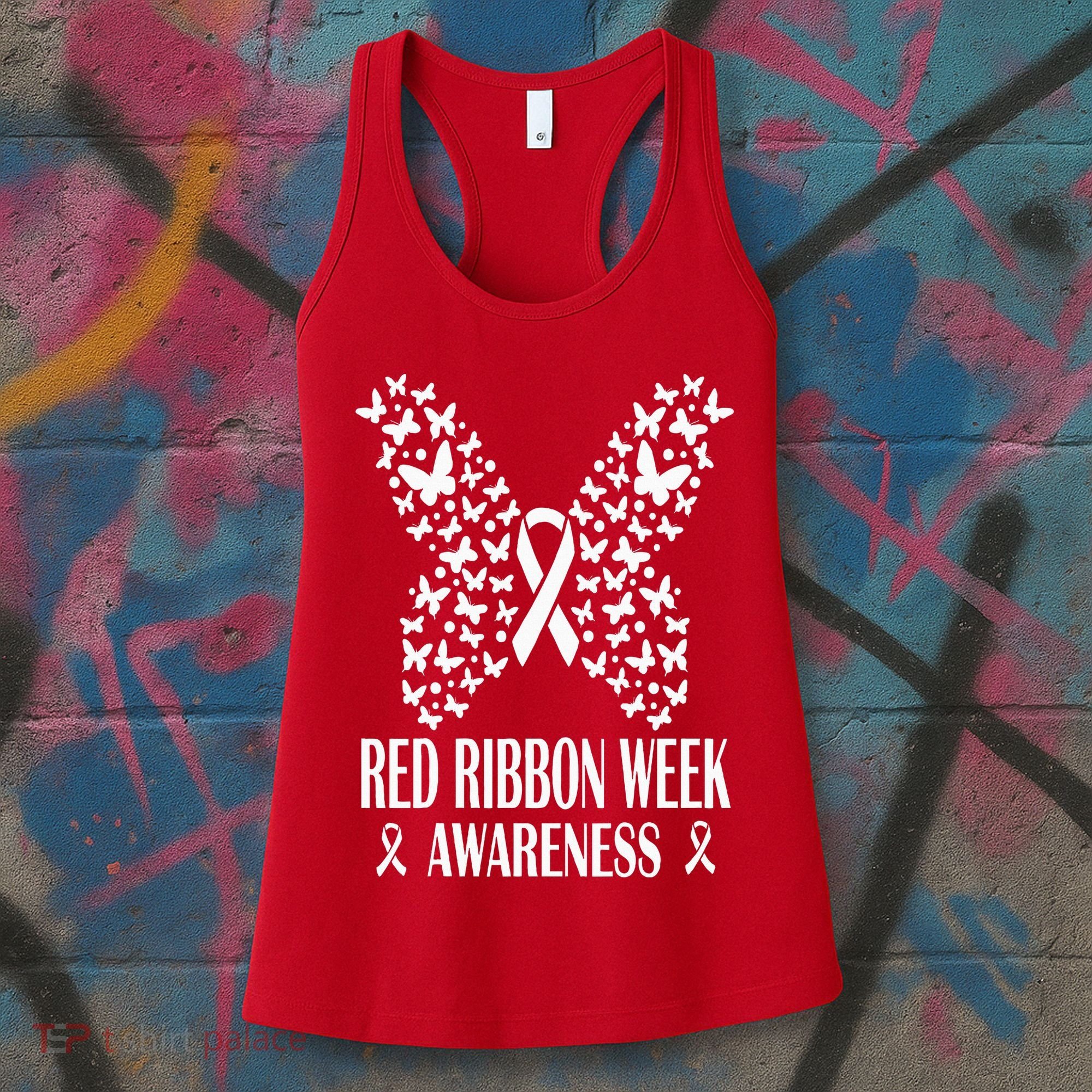 We Wear Red Ribbon Week Drug free Red Ribbon Week Awareness Women's Tank Top