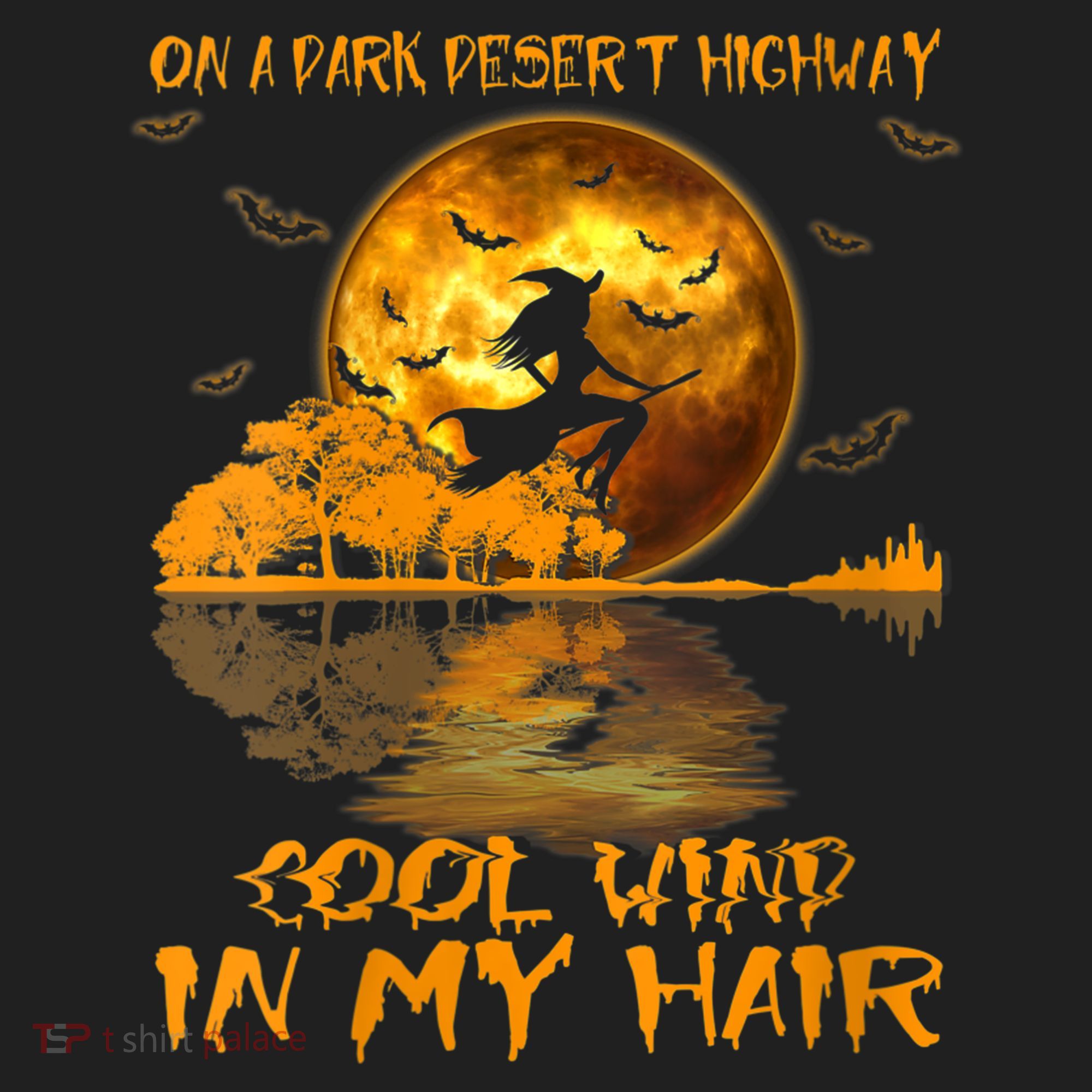 Women Witch Riding Brooms On A Dark Desert Highways Halloween Women's Sweatshirt