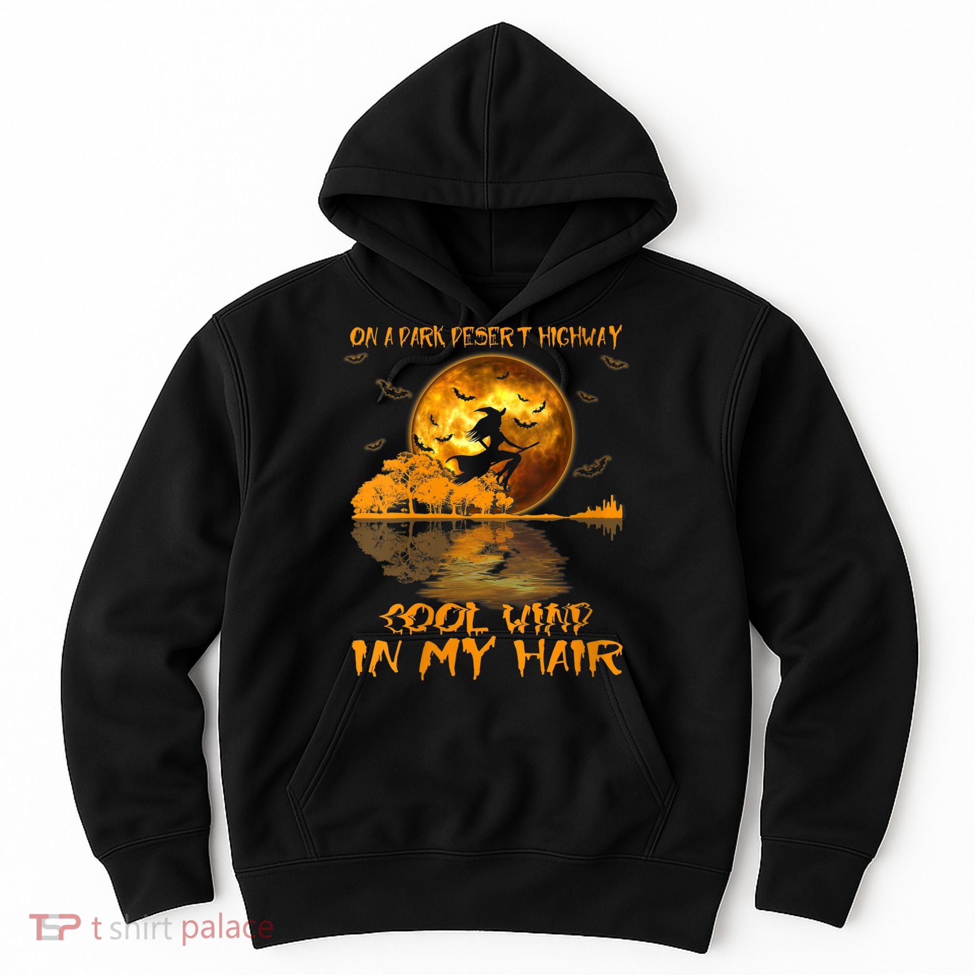 Women Witch Riding Brooms On A Dark Desert Highways Halloween Hoodie