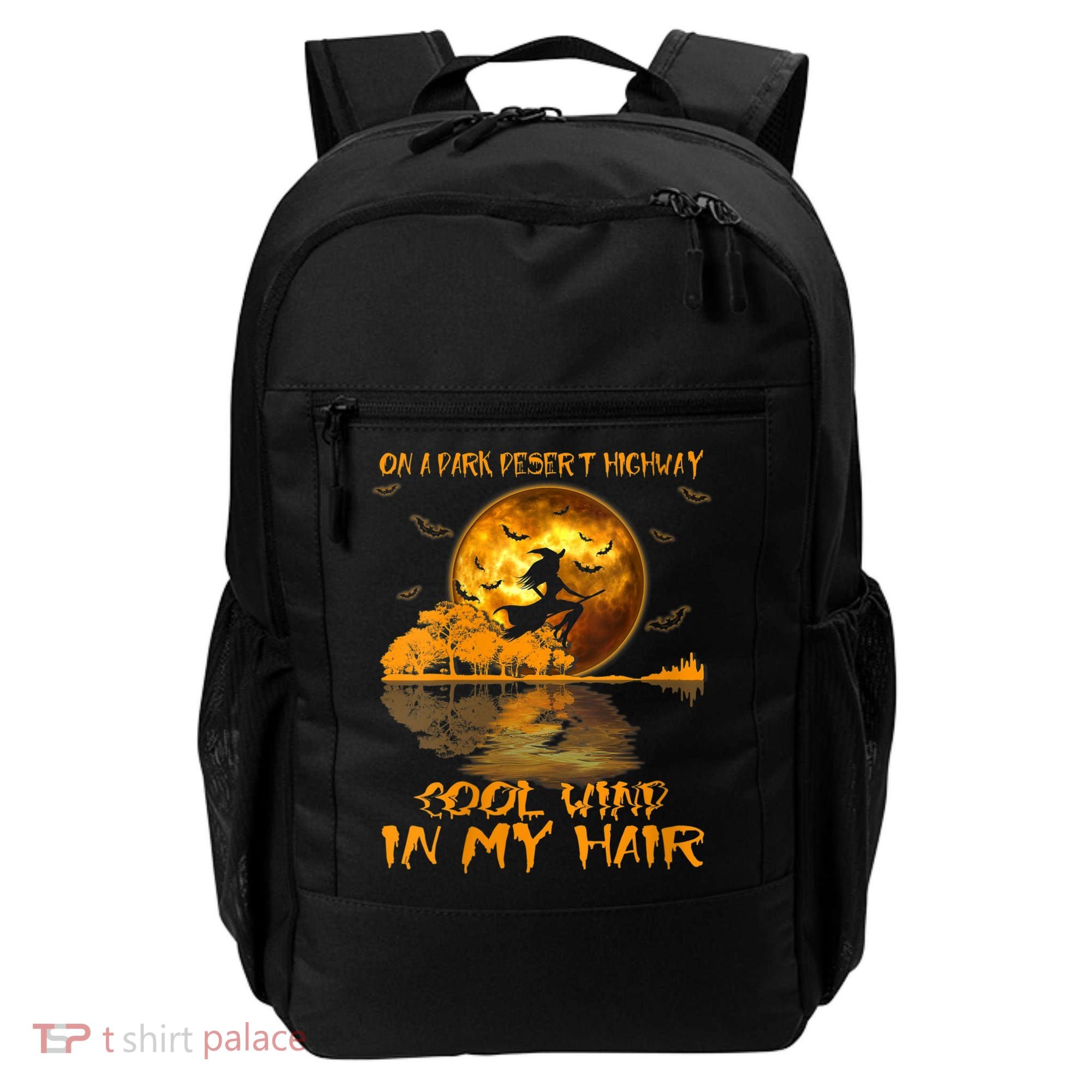 Women Witch Riding Brooms On A Dark Desert Highways Halloween Backpack