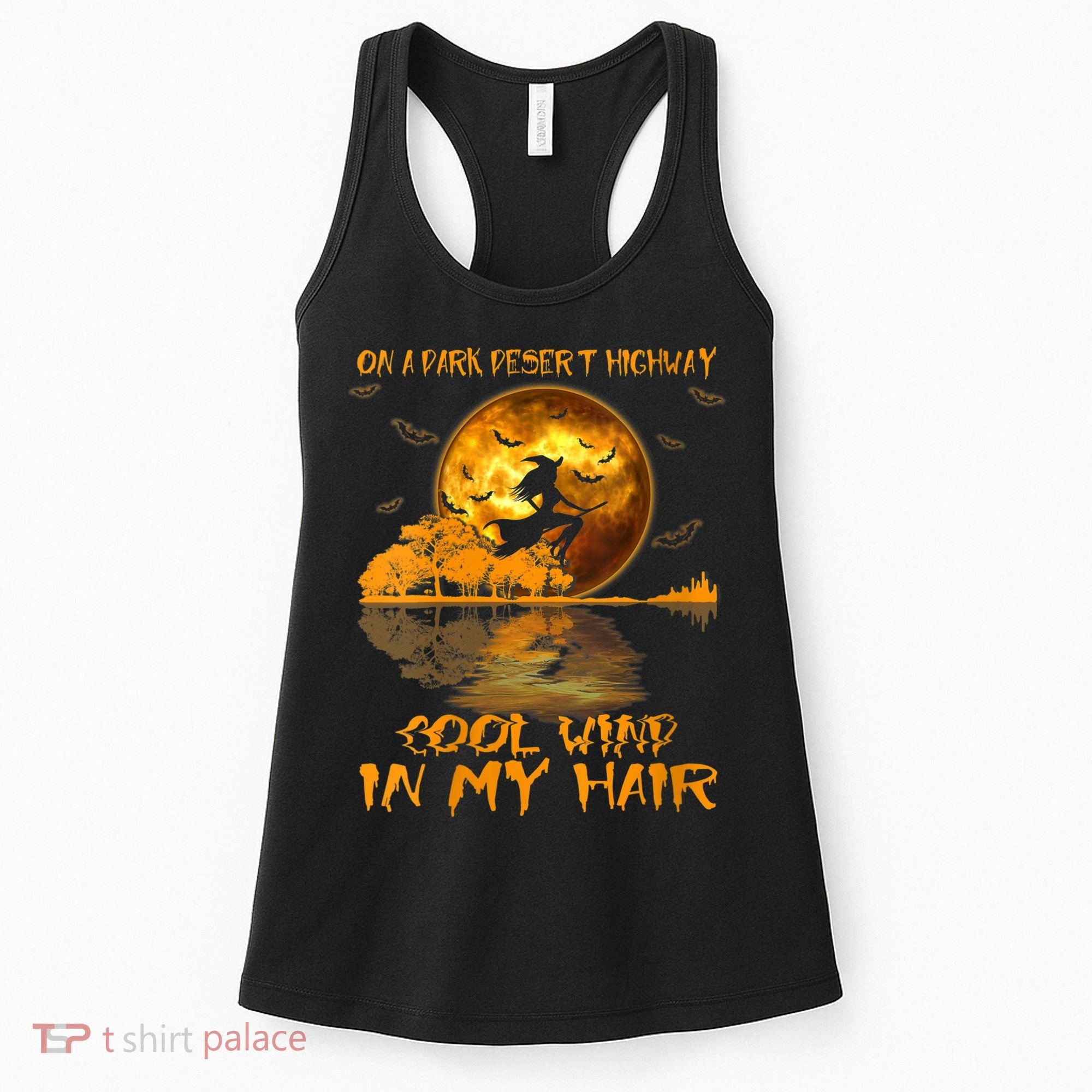 Women Witch Riding Brooms On A Dark Desert Highways Halloween Women's Tank Top