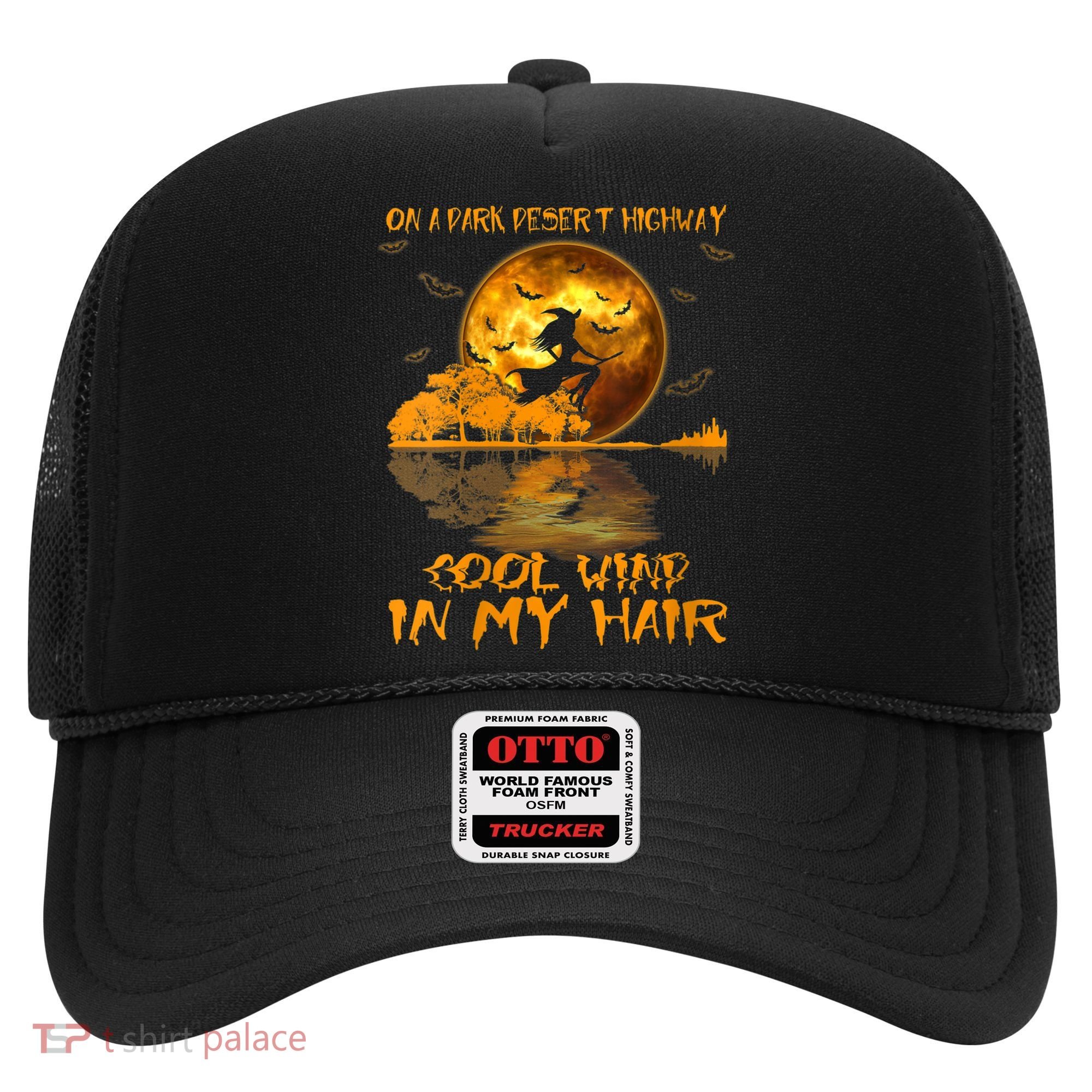 Women Witch Riding Brooms On A Dark Desert Highways Halloween Hat