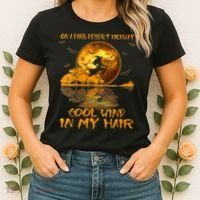 Women Witch Riding Brooms On A Dark Desert Highways Halloween Women's T-Shirt thumb 2