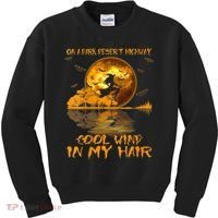Women Witch Riding Brooms On A Dark Desert Highways Halloween Kids Sweatshirt thumb 0