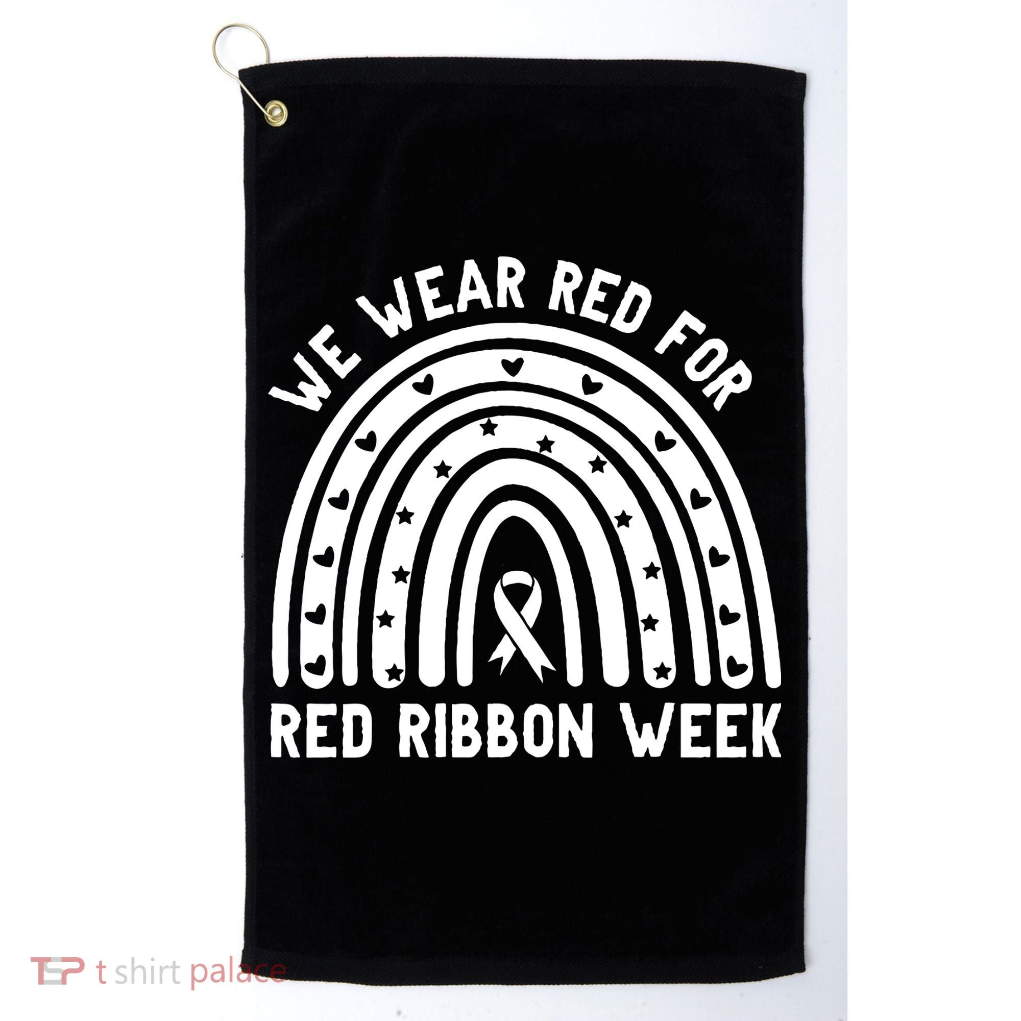 We Wear Red For Red Ribbon Week Awareness Rainbow Golf Towel