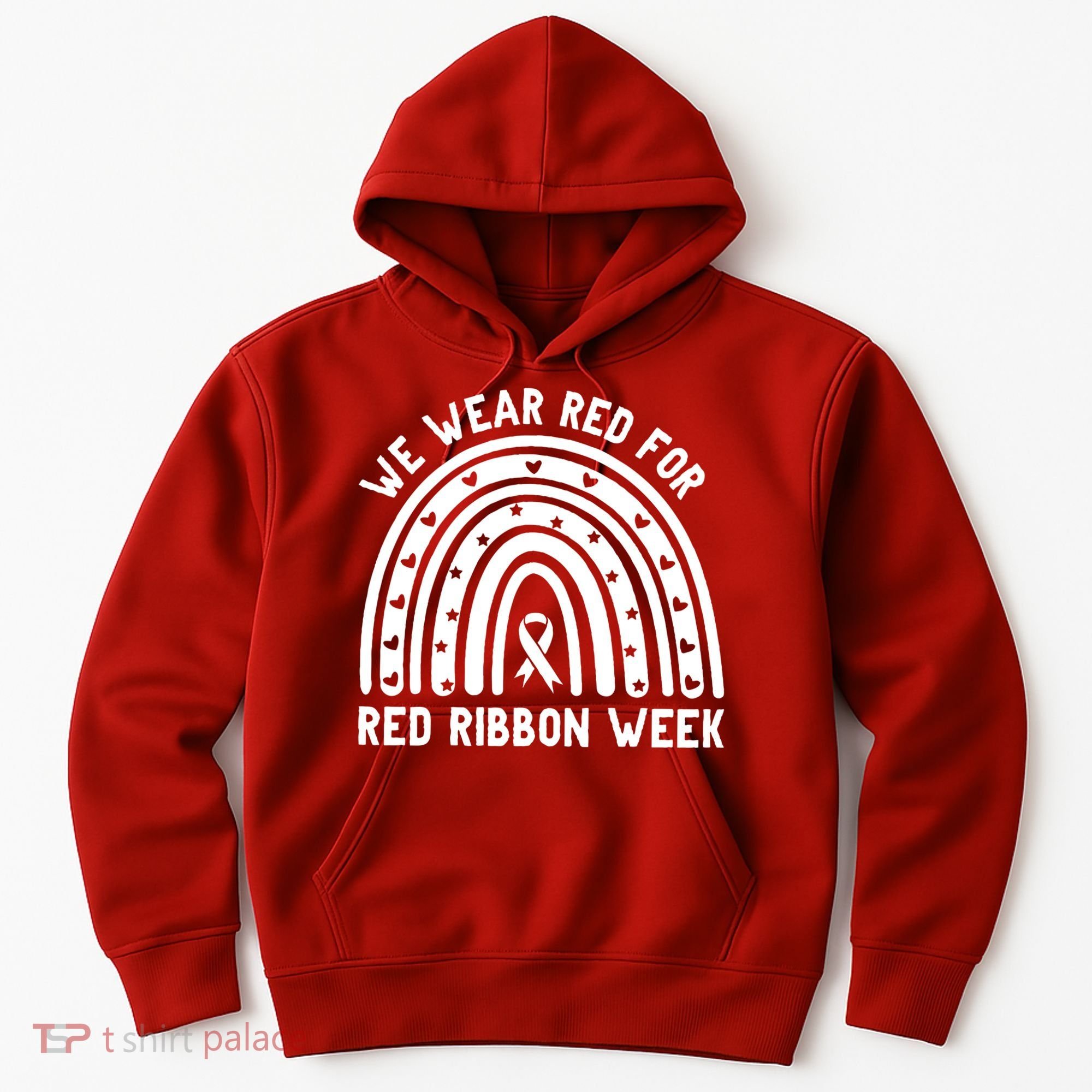 We Wear Red For Red Ribbon Week Awareness Rainbow Hoodie