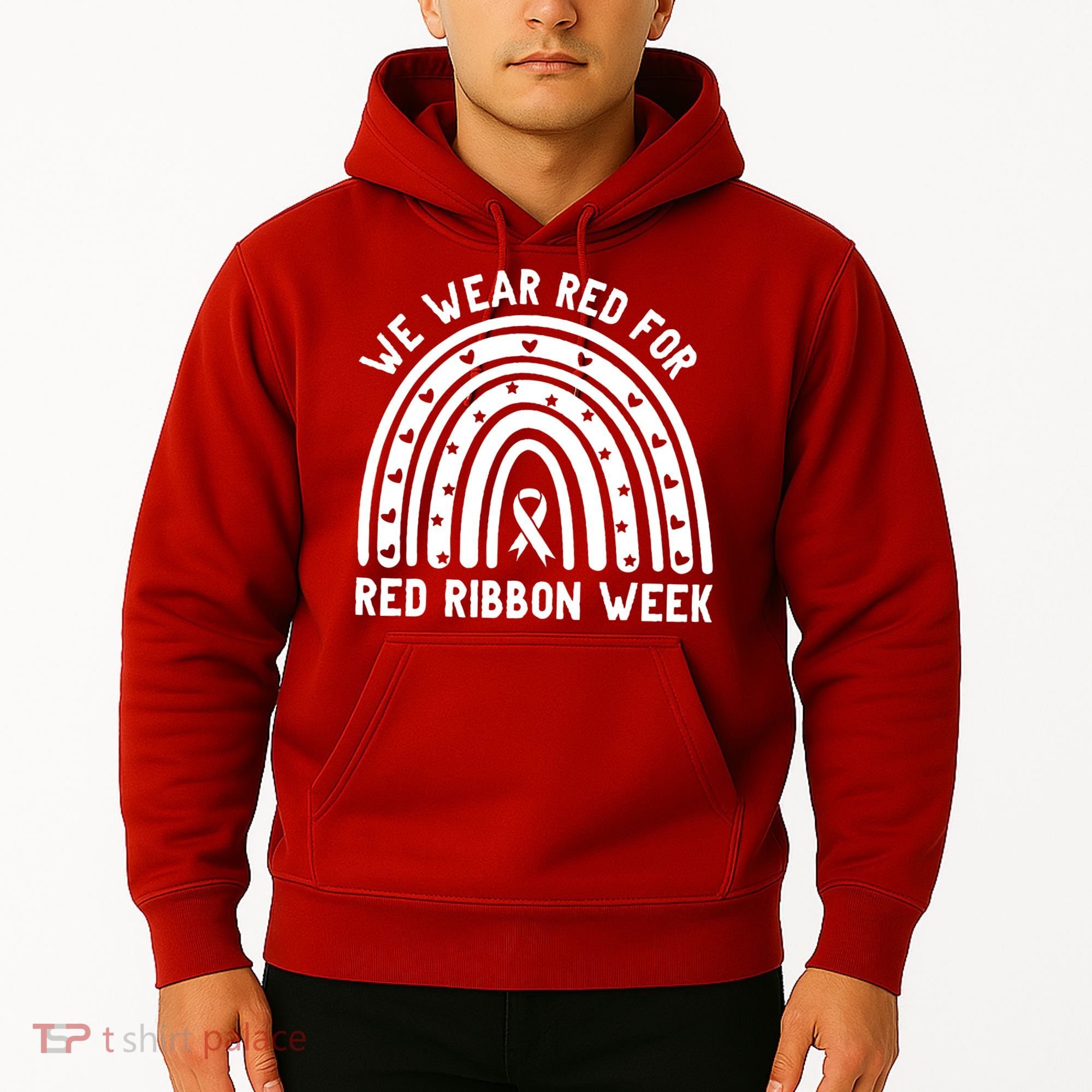 We Wear Red For Red Ribbon Week Awareness Rainbow Hoodie