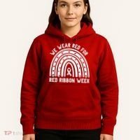 We Wear Red For Red Ribbon Week Awareness Rainbow Hoodie thumb 5