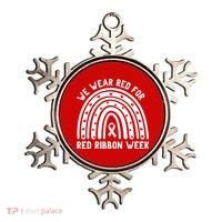 We Wear Red For Red Ribbon Week Awareness Rainbow Ornament thumb 0