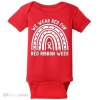We Wear Red For Red Ribbon Week Awareness Rainbow Baby Bodysuit thumb 0