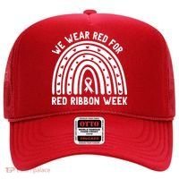 We Wear Red For Red Ribbon Week Awareness Rainbow Hat thumb 0