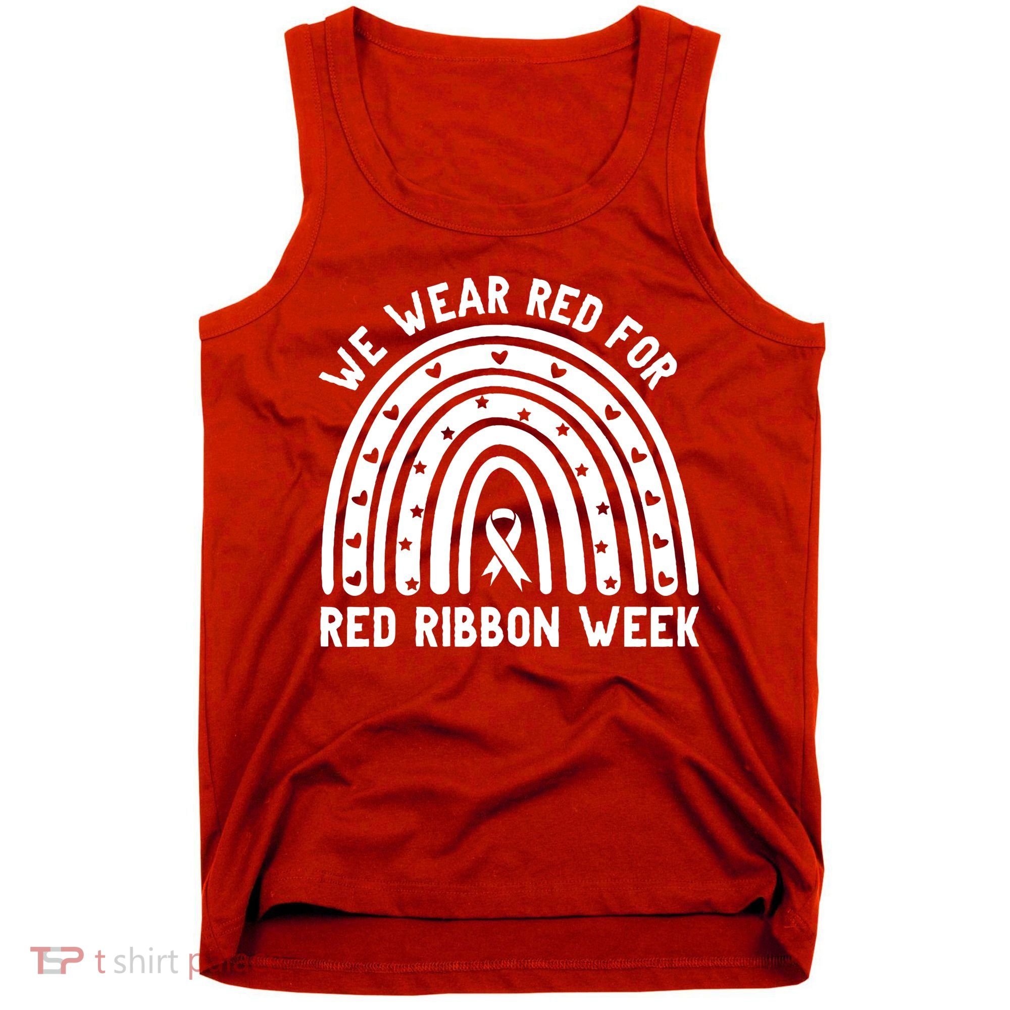 We Wear Red For Red Ribbon Week Awareness Rainbow Tank Top