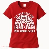 We Wear Red For Red Ribbon Week Awareness Rainbow Women's T-Shirt thumb 0