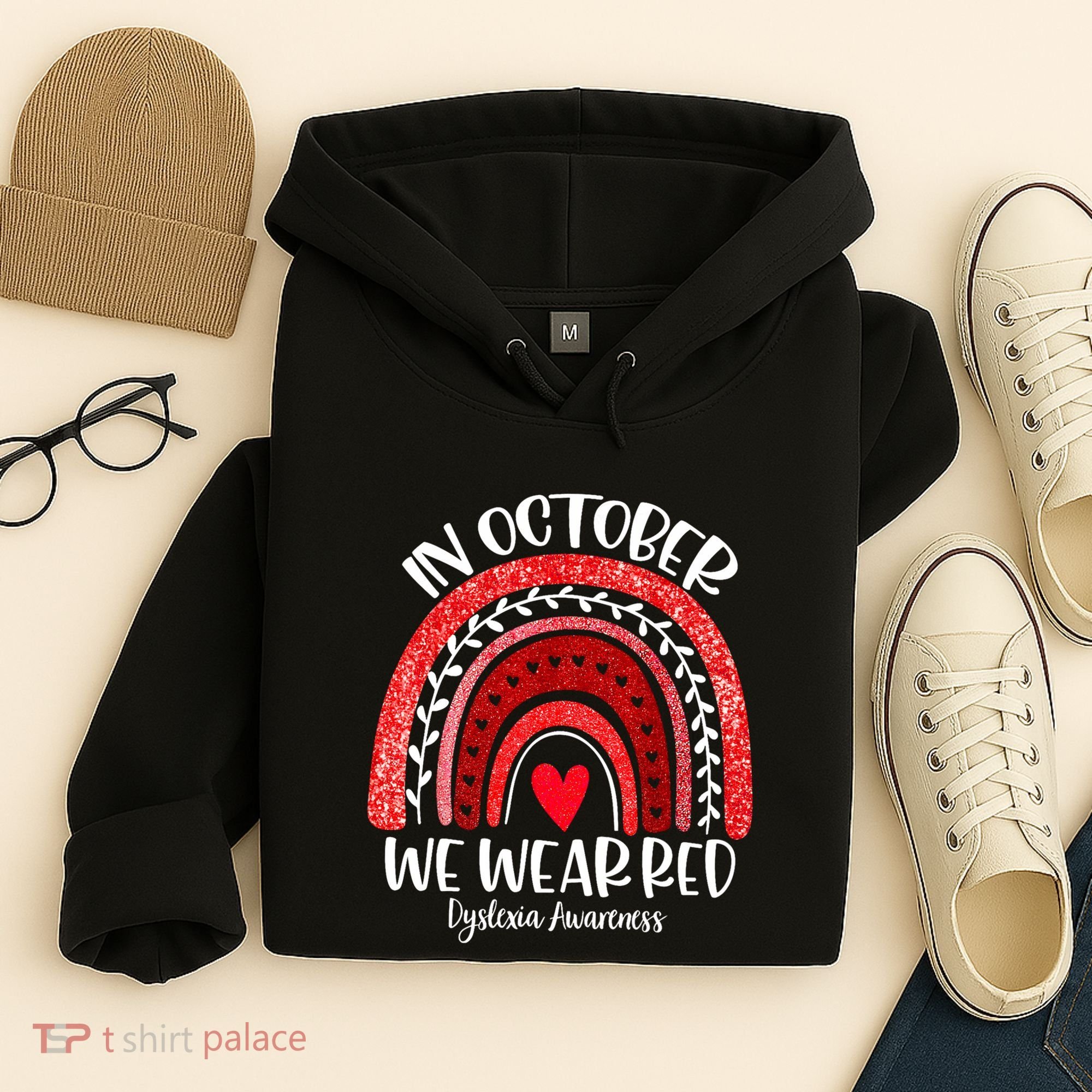 We Wear Red Dyslexia Awareness Month Dyslexia Boho Rainbow Hoodie