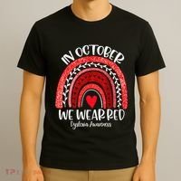 We Wear Red Dyslexia Awareness Month Dyslexia Boho Rainbow T-Shirt thumb 3