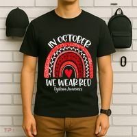 We Wear Red Dyslexia Awareness Month Dyslexia Boho Rainbow T-Shirt thumb 6