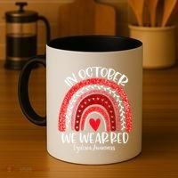 We Wear Red Dyslexia Awareness Month Dyslexia Boho Rainbow Coffee Mug thumb 4