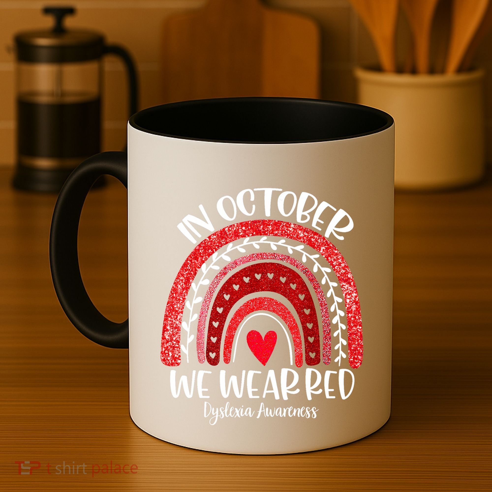 We Wear Red Dyslexia Awareness Month Dyslexia Boho Rainbow Coffee Mug