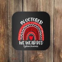 We Wear Red Dyslexia Awareness Month Dyslexia Boho Rainbow Coaster thumb 0