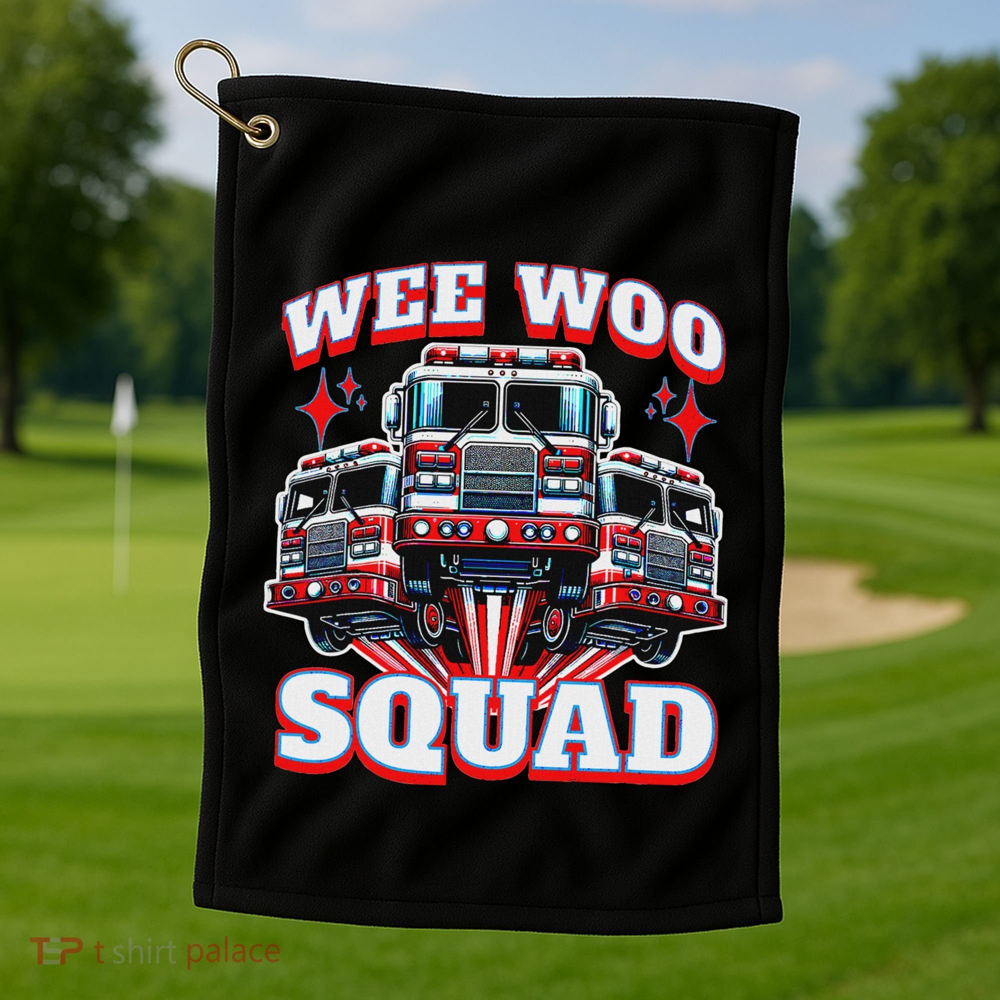 Wee Woo Squad Firefighter Fire Trucks Golf Towel