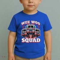 Wee Woo Squad Firefighter Fire Trucks Toddler T-Shirt thumb 2