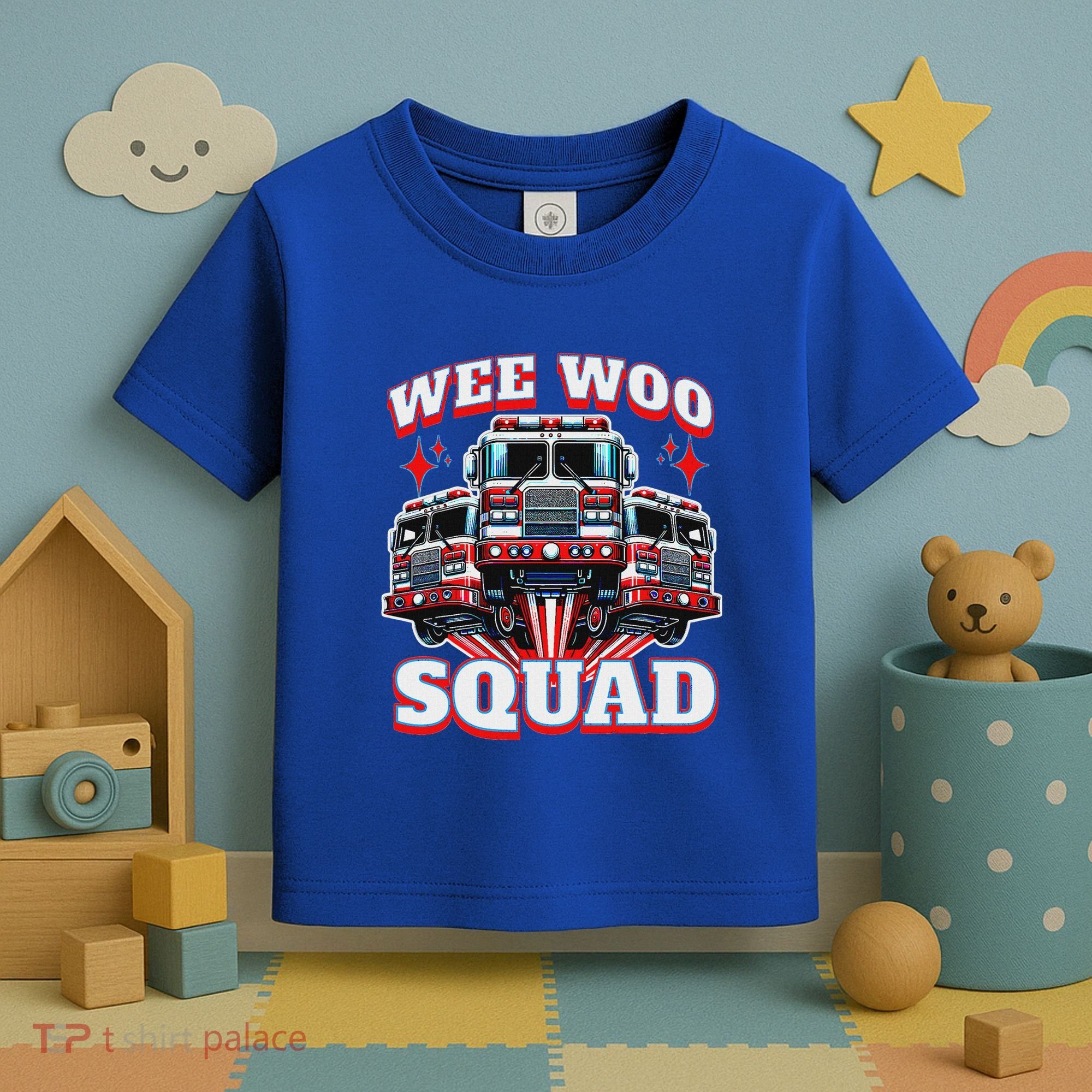 Wee Woo Squad Firefighter Fire Trucks Toddler T-Shirt