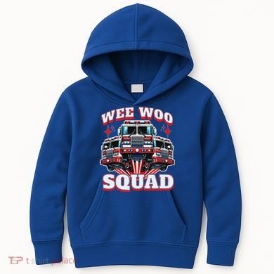 Wee Woo Squad Firefighter Fire Trucks Kids Hoodie