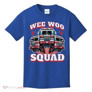 Wee Woo Squad Firefighter Fire Trucks Kids T-Shirt