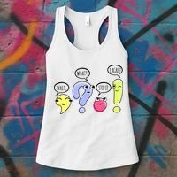 Wait What Stop It I Agree Funny Grammar Teacher Punctuation Women's Tank Top thumb 3
