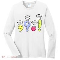 Wait What Stop It I Agree Funny Grammar Teacher Punctuation Women's Long Sleeve Shirt thumb 0