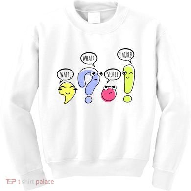 Wait What Stop It I Agree Funny Grammar Teacher Punctuation Kids Sweatshirt