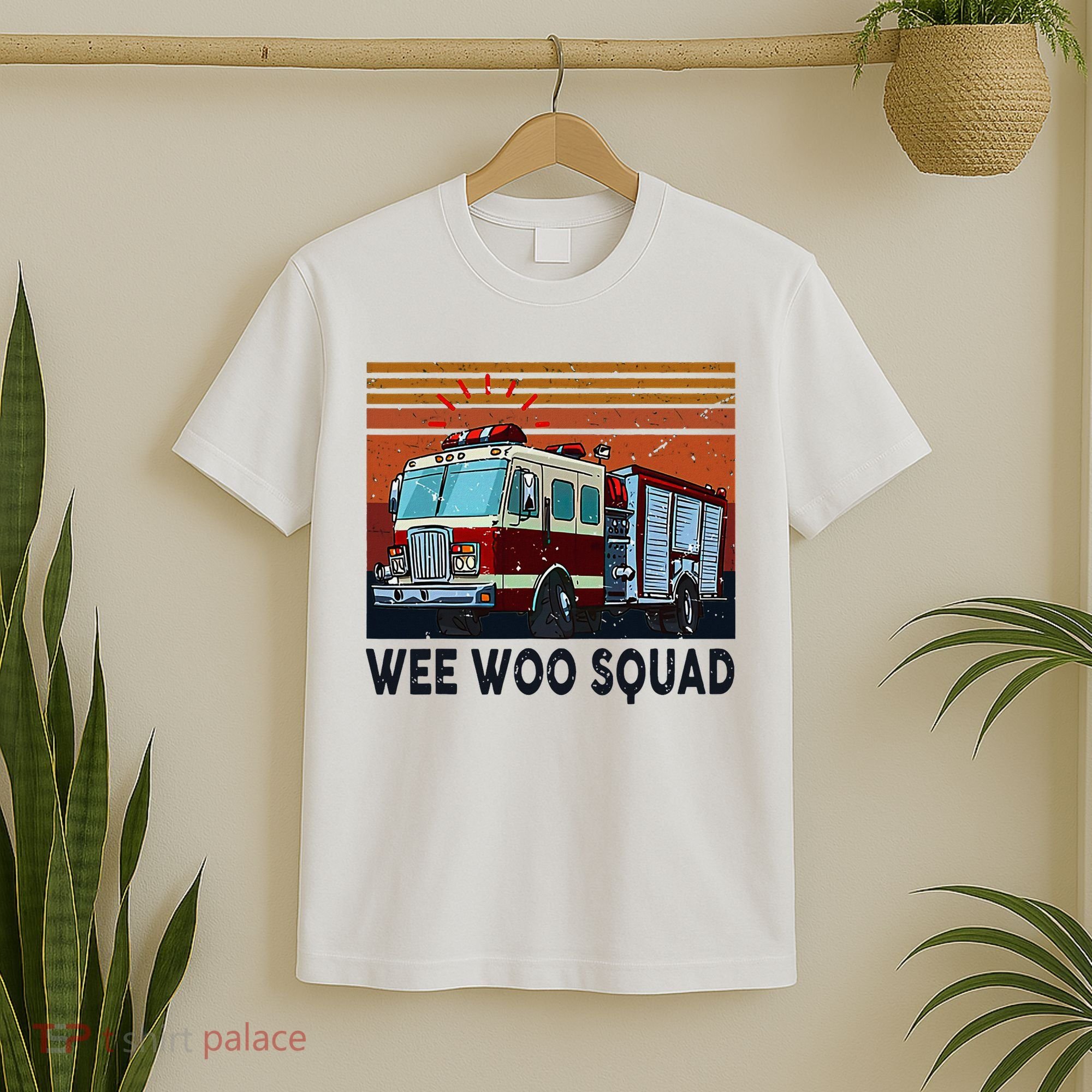 Wee Woo Squad Fire Truck Firefighter Vintage T-Shirt