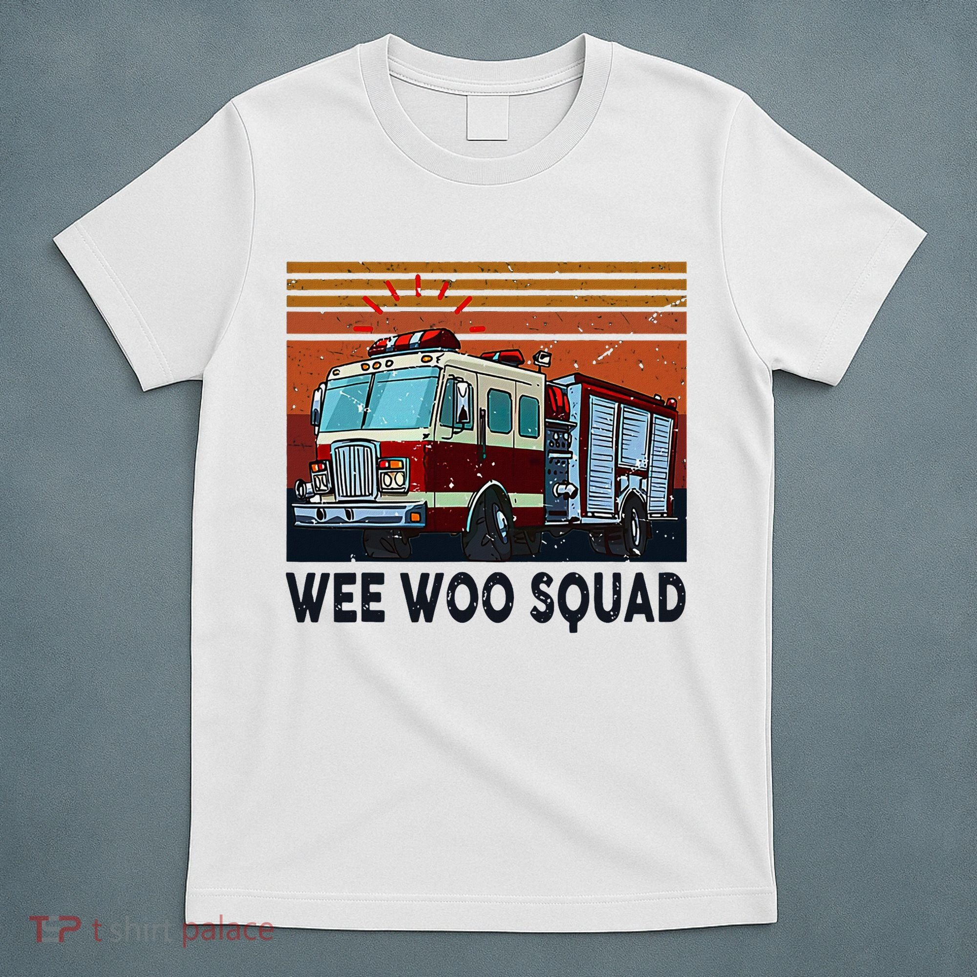 Wee Woo Squad Fire Truck Firefighter Vintage T-Shirt